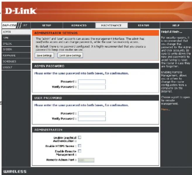 D-LINK DAP-1350 - Paramètres administrateur - 1