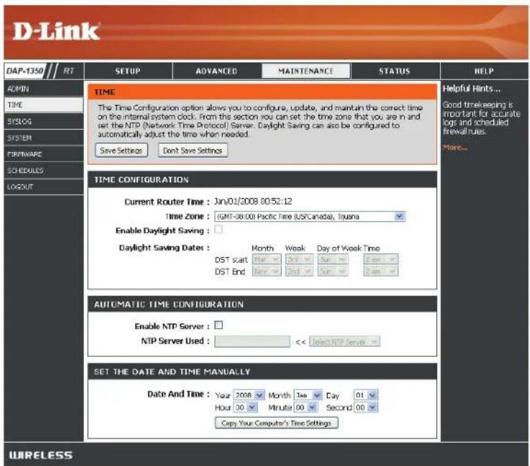 D-LINK DAP-1350 - Paramètres horaires - 1
