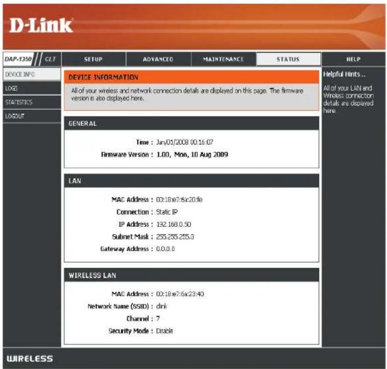 D-LINK DAP-1350 - Informations sur le périphérique - 1