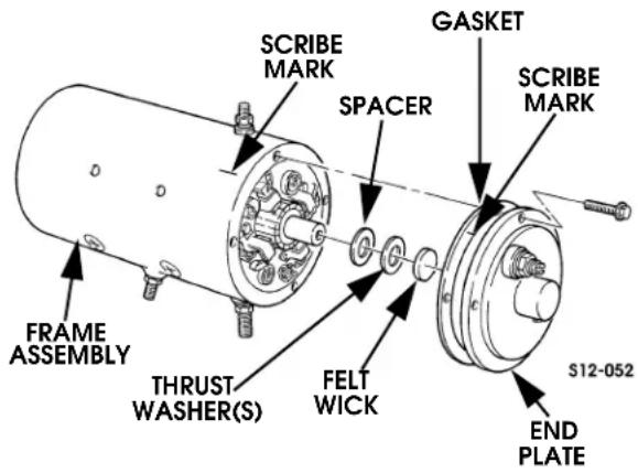 FRAME ASSEMBLY THRUST WASHER(S) SCRIBE MARK SPACER FELT WICK GASKET SCRIBE MARK S12-052 END PLATE