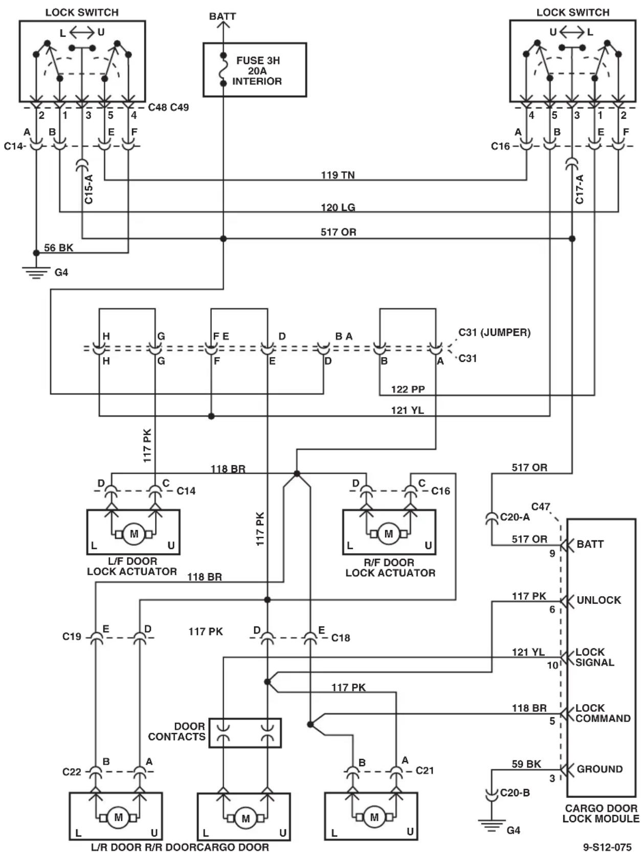 graph TD subgraph LockSwitch A["LOCK SWITCH"] --> B["C14-"] B --> C["2"] B --> D["1"] B --> E["3"] B --> F["5"] B --> G["4"] B --> H["56 BK"] H --> I["G4"] I --> J["Ground"] end subgraph LockSwitch K["LOCK SWITCH"] --> L["C16-"] K --> M["4"] K --> N["5"] K --> O["3"] K --> P["1"] K --> Q["2"] K -->…