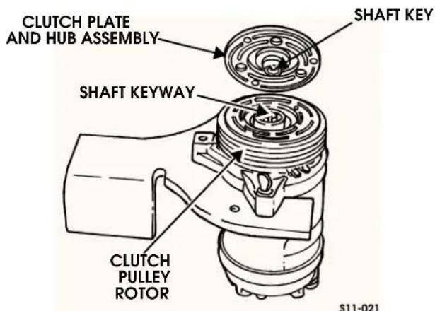 CLUTCH PLATE AND HUB ASSEMBLY SHAFT KEY SHAFT KEYWAY CLUTCH PULLEY ROTOR S11-021