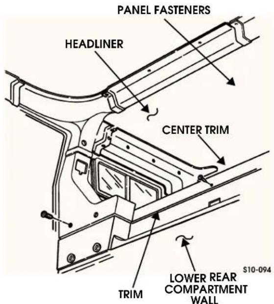 PANEL FASTENERS HEADLINER CENTER TRIM LOWER REAR COMPARTMENT WALL S10-094 TRIM