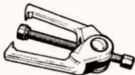 Technical line drawing of a mechanical clamp or clamping device (no text or symbols)