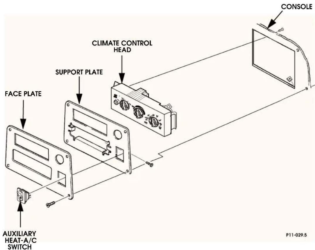 CONSOLE CLIMATE CONTROL HEAD SUPPORT PLATE FACE PLATE AUXILIARY HEAT-A/C SWITCH P11-029.5
