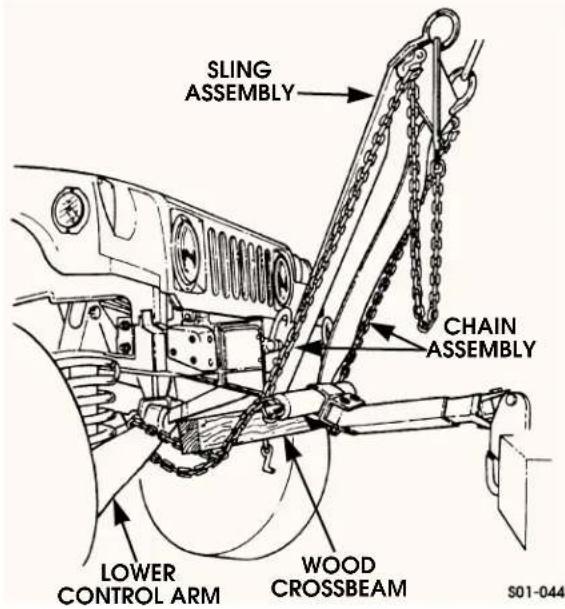 SLING ASSEMBLY CHAIN ASSEMBLY LOWER CONTROL ARM WOOD CROSSBEAM S01-044