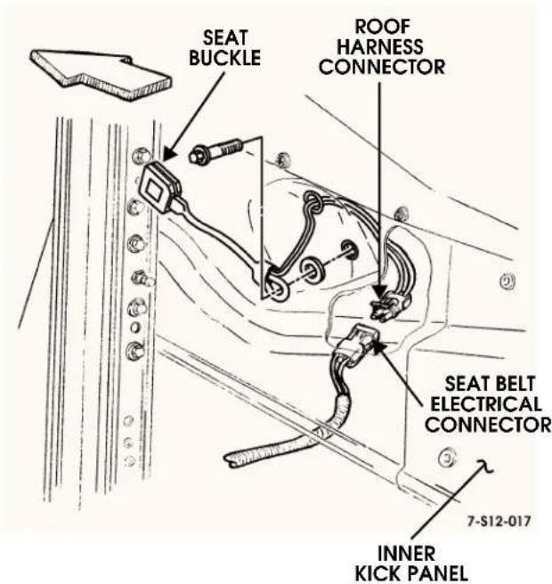 SEAT BUCKLE ROOF HARNESS CONNECTOR SEAT BELT ELECTRICAL CONNECTOR 7-S12-017 INNER KICK PANEL