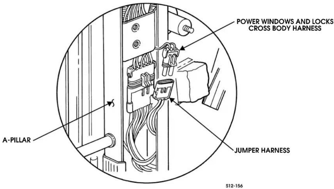 POWER WINDOWS AND LOCKS CROSS BODY HARNESS A-PILLAR JUMPER HARNESS S12-156