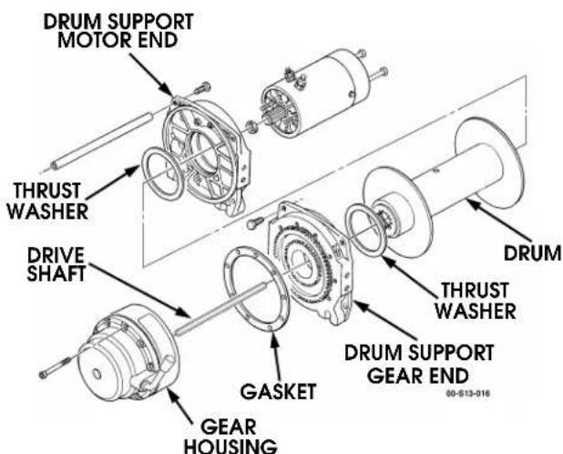 DRUM SUPPORT MOTOR END THRUST WASHER DRIVE SHAFT GASKET GEAR HOUSING DRUM THRUST WASHER DRUM SUPPORT GEAR END 00-513-016
