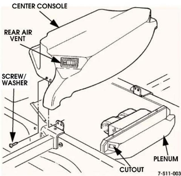 CENTER CONSOLE REAR AIR VENT SCREW/WASHER PLENUM CUTOUT 7-S11-003