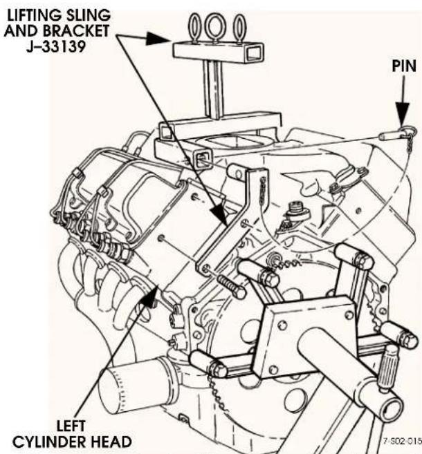 LIFTING SLING AND BRACKET J-33139 PIN LEFT CYLINDER HEAD 7-502-015