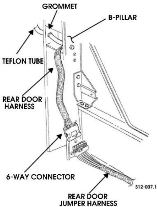 GROMMET B-PILLAR TEFLON TUBE REAR DOOR HARNESS 6-WAY CONNECTOR REAR DOOR JUMPER HARNESS S12-007.1