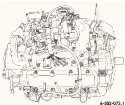 Technical line drawing of an internal combustion engine assembly (no text or labels)