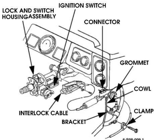 LOCK AND SWITCH HOUSINGASSEMBLY IGNITION SWITCH CONNECTOR GROMMET COWL INTERLOCK CABLE BRACKET CLAMP 6-S08-009.1