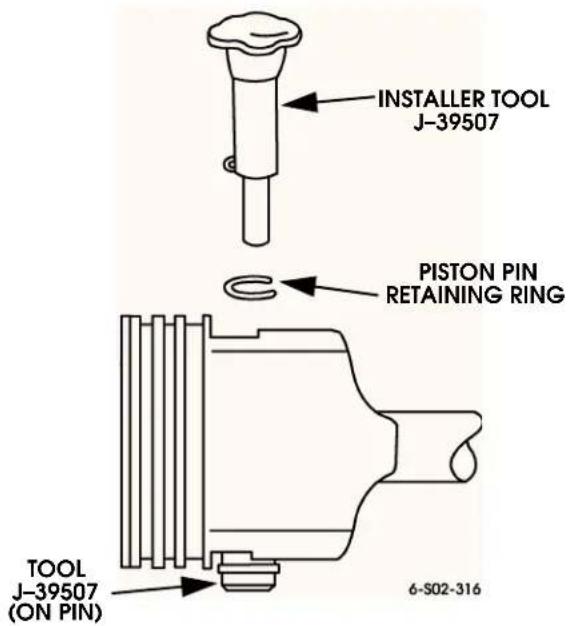 INSTALLER TOOL J-39507 PISTON PIN RETAINING RING TOOL J-39507 (ON PIN) 6-S02-316