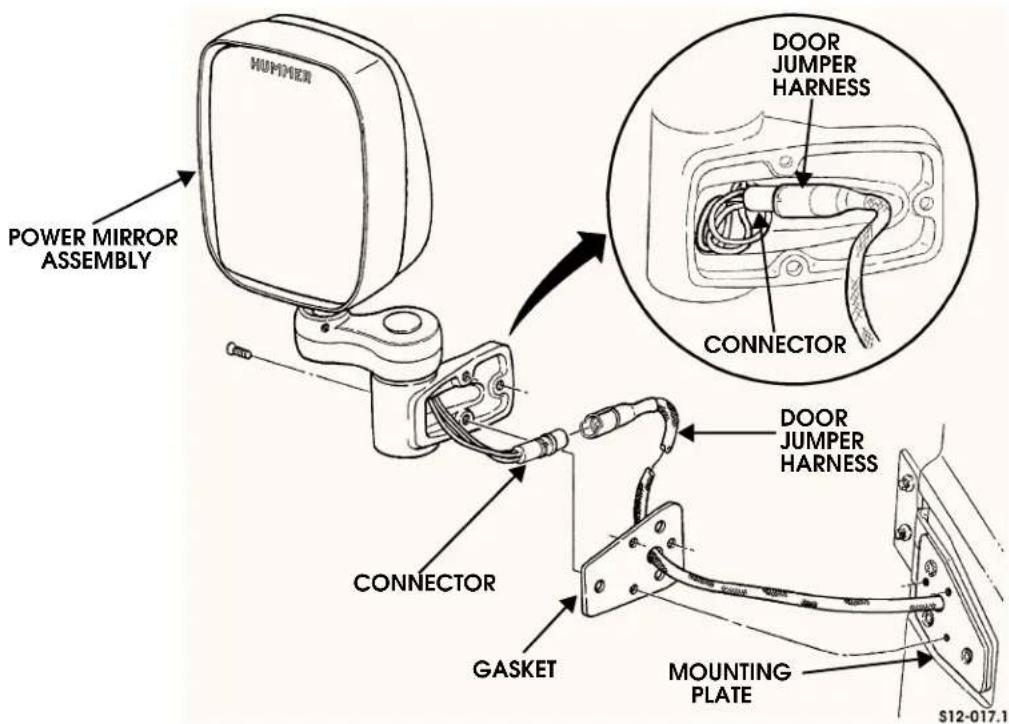 POWER MIRROR ASSEMBLY MUPPER DOOR JUMPER HARNESS CONNECTOR CONNECTOR GASKET MOUNTING PLATE S12-017.1