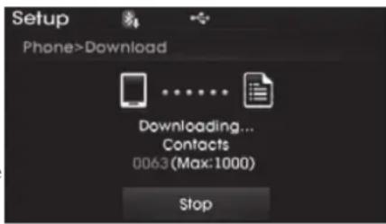 Setup Phone>Download Downloading... Contacts 0063 (Max: 1000) Stop