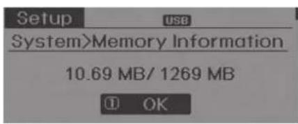 Setup USB System>Memory Information 10.69 MB/ 1269 MB OK
