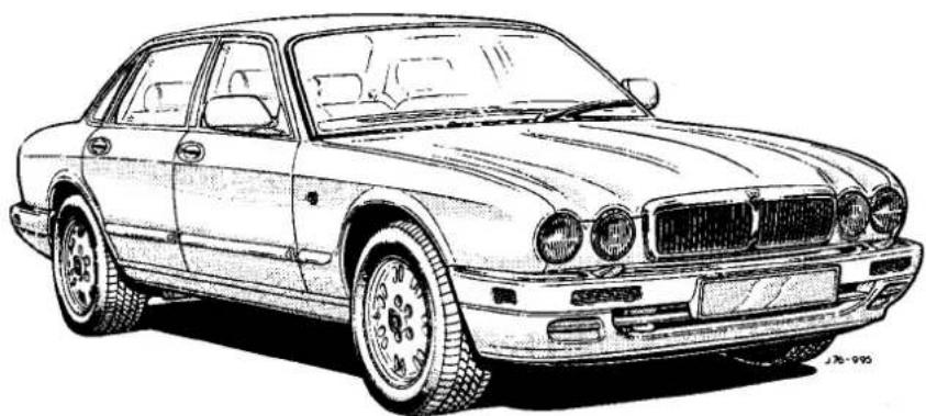 Line drawing of a classic luxury sedan (no text or symbols visible)
