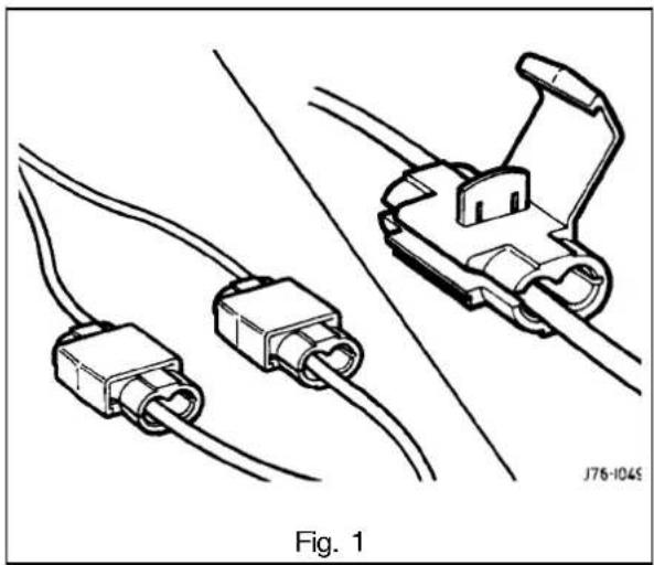 Technical line drawing of two electrical connectors with wires, labeled as Fig. 1 (no text or symbols on the diagram itself)