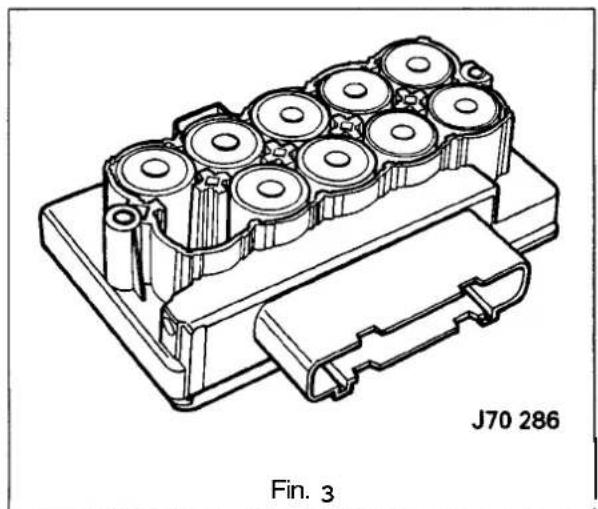Technical line drawing of a mechanical component with multiple cylindrical cavities and a base housing (no text or symbols)