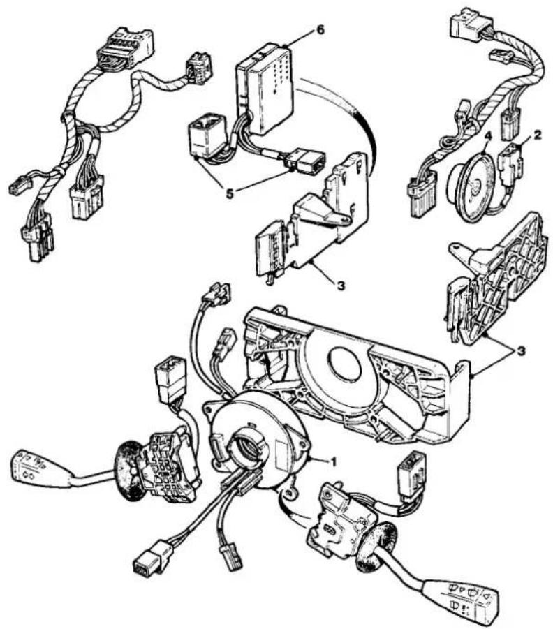 Technical diagram of automotive electrical switchgear assembly with numbered components
