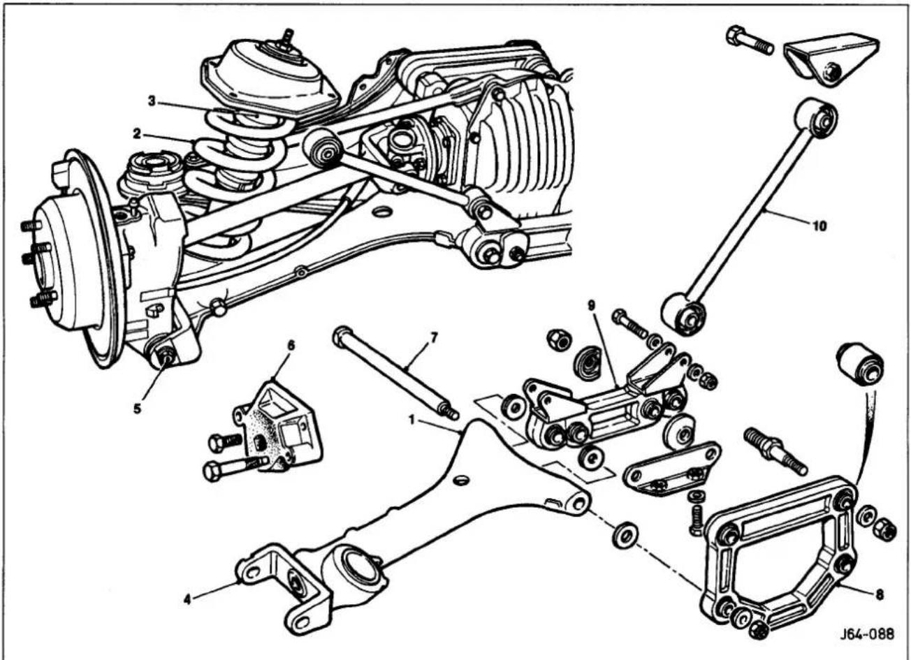 Technical diagram of a vehicle suspension system with numbered components for identification