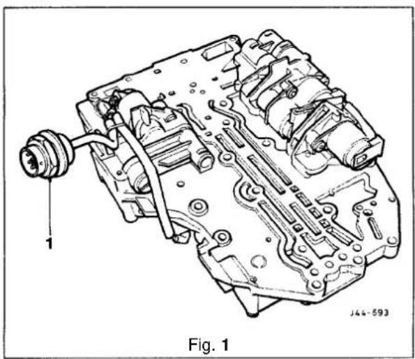 Technical line drawing of a mechanical assembly with labeled component '1' and reference number 'J44-593' (no text or symbols beyond labels)