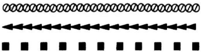 Abstract pattern of repeating black and white shapes with no text or symbols