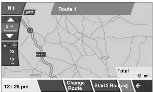 N↑ TMC Route 1 2 ml 20 10 m M 40 LATOR Total 12 ml 12 : 26 pm Change Route Start3 Route
