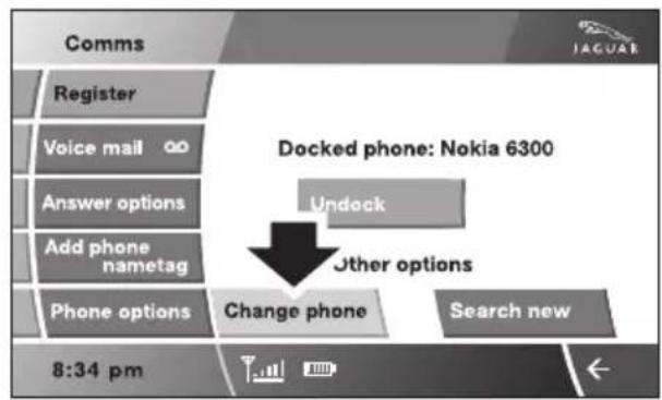Docked phone: Nokia 6300 Undock Other options Change phone Search new 8:34 pm