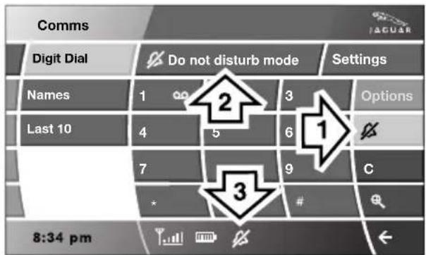 Comms Digit Dial Do not disturb mode Settings Names 1 2 Options Last 10 4 5 6 C 7 9 3 # 8:34 pm