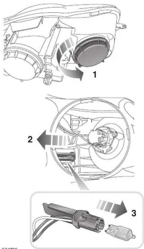 Technical diagram illustrating three-step assembly of a mechanical component with labeled parts and directional arrows.