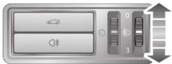 Control panel interface with car icon, battery, and directional arrows indicating traffic flow