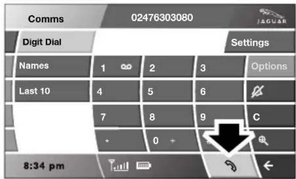 Comms 02476303080 Digit Dial Settings Names 1 2 3 Options Last 10 4 5 6 C 7 8 9 C * 0 + 8:34 pm