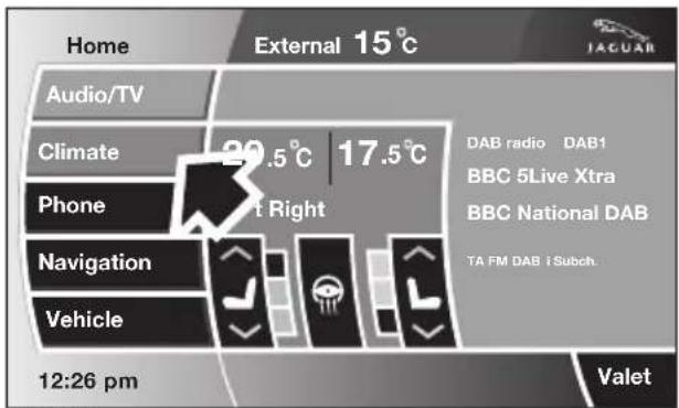 Home External 15°C Audio/TV Climate Phone Navigation Vehicle 12:26 pm 17.5°C 20.5°C Right TAF DAB radio DAB1 BBC 5Live Xtra BBC National DAB TA FM DAB i Subch. Valet