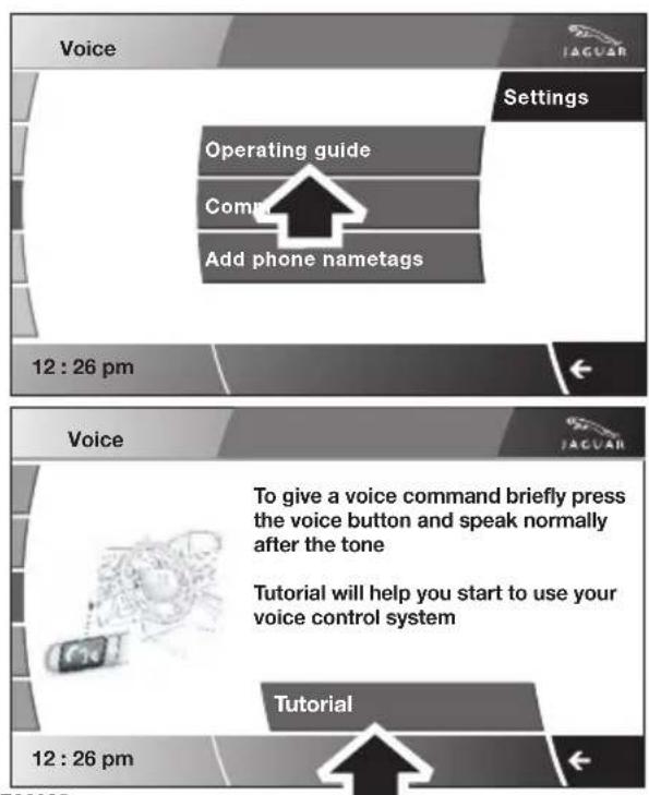 Voice Settings Operating guide Comp Add phone nametags 12 : 26 pm Voice To give a voice command briefly press the voice button and speak normally after the tone Tutorial will help you start to use your voice control system Tutorial 12 : 26 pm
