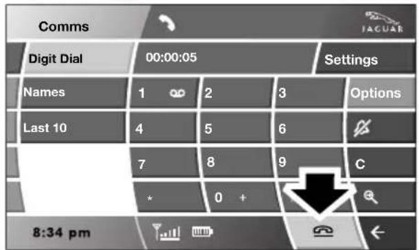 Comms Digit Dial 00:00:05 Settings Names 1 2 3 Options Last 10 4 5 6 C 7 8 9 * 0 + 8:34 pm