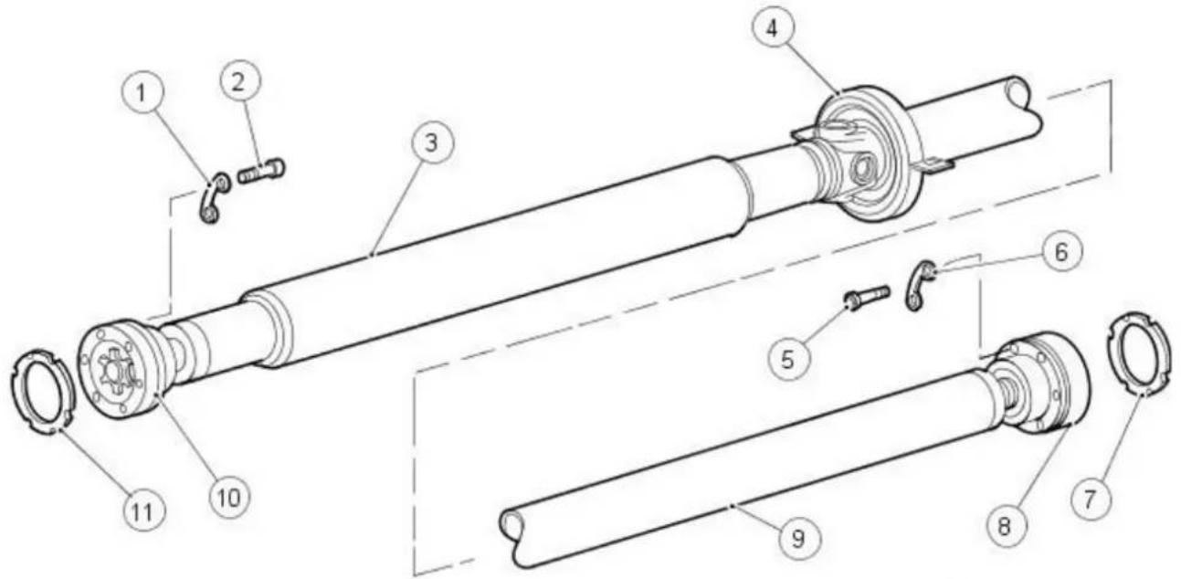 Technical diagram of a mechanical assembly with numbered components for identification
