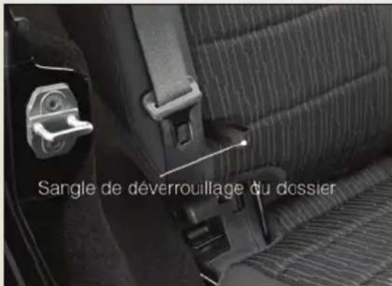 Sangle de déverrouillage du dossier
