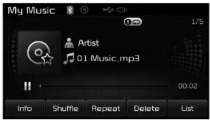 KIA Forte (2013) - Menu Mode My Music (Ma musique) - 2