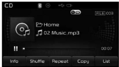 CD File 003 Home 02 Music.mp3 00:07 Info Shuffle Repeat Copy List