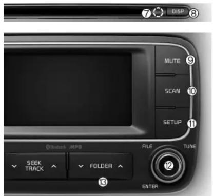 DISP MUTE SCAN SETUP Bluetooth APOS FILE TUNE SEEK FOLDER TRACK FOLDER ENTER