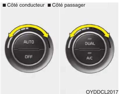 Côté conducteur Côté passager AUTO OFF DUAL A/C OYDDCL2017