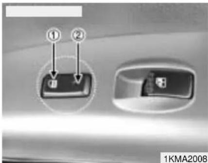KIA Sportage (2005) - Fonctionnement du verrouillage des portes à partir de l'intérieur du véhicule - 2