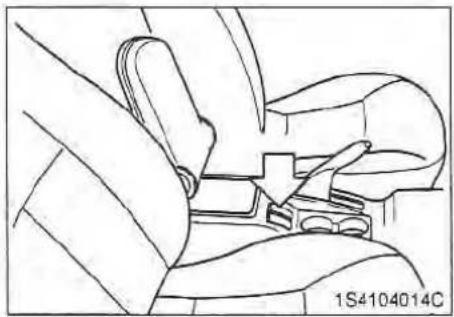 Line drawing of a car seatbelt buckle assembly (no text or symbols)