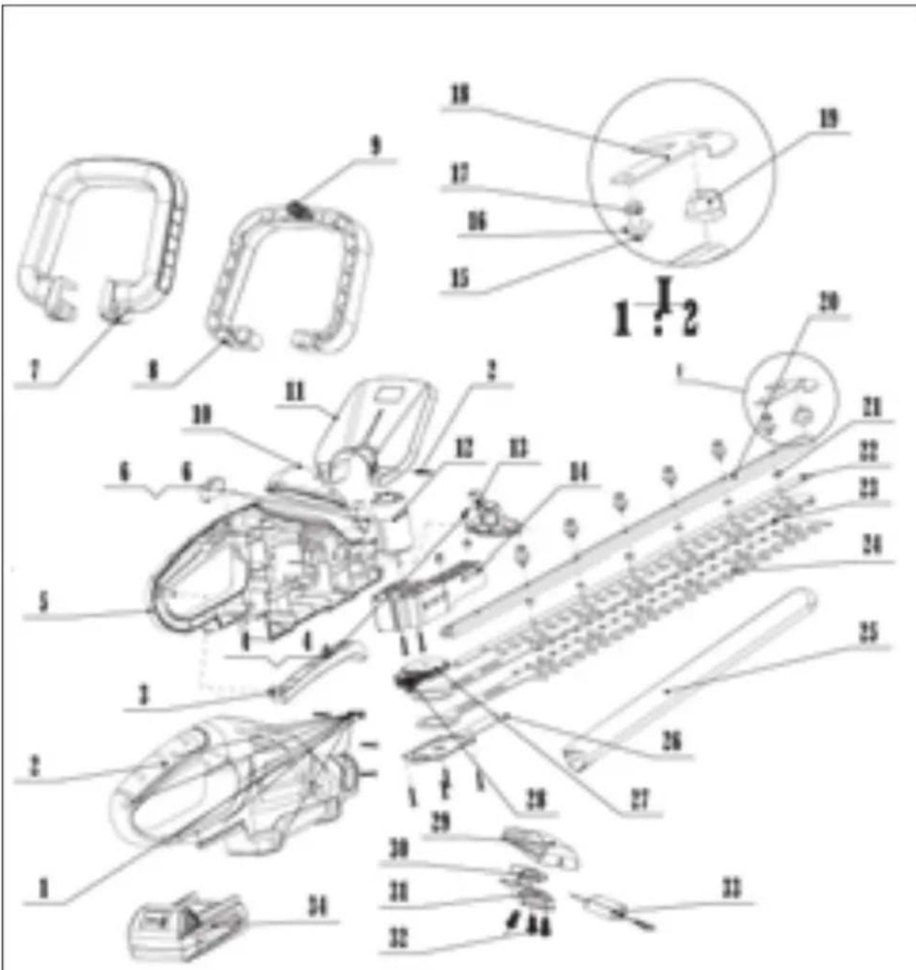 FLORABEST FAH 18 B2 - Exploded Drawing • Robbantott ábra Výkres sestavení • Výkres náhradných dielov Explosionszeichnung - 1