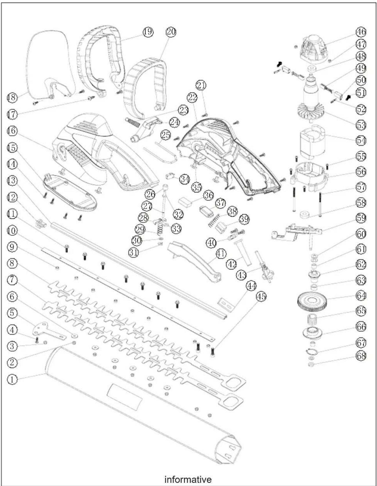 Exploded view diagram of a cleaning or cleaning device with numbered parts, labeled 'informative' at bottom.