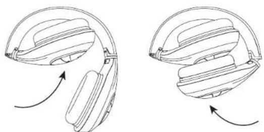Diagram showing two views of a pair of head-in rear earchairs with directional arrows indicating rotation (no text or symbols)