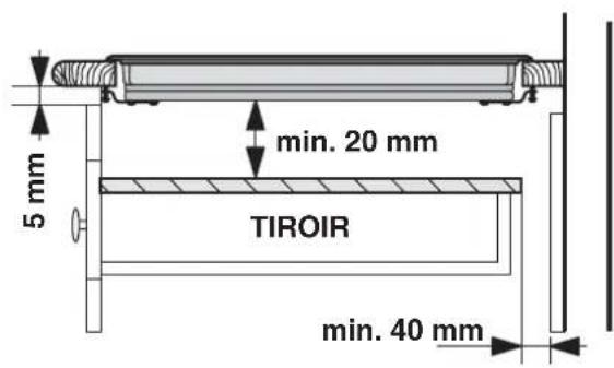 5 mm min. 20 mm TIROIR min. 40 mm